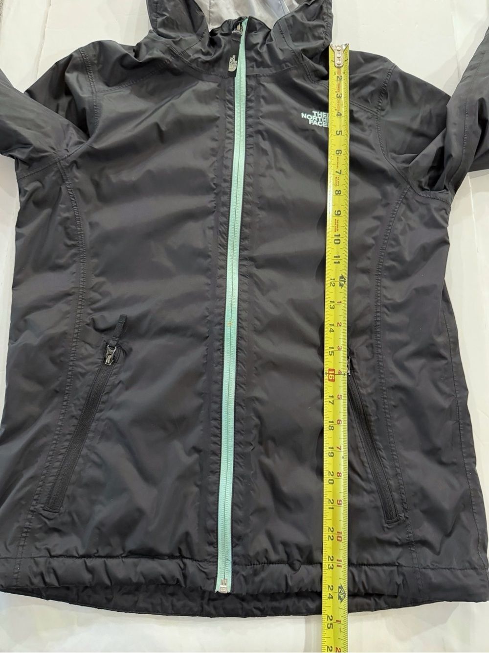 The North Face Girls L 14/16 Gray DryVent Hooded Rain Jacket Mint Zip Gorpcore - Picture 12 of 12
